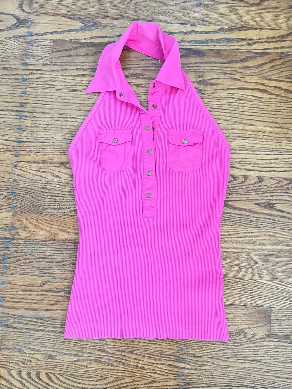 CACHÈ Pink Ribbed Halter Tank - Women’ Medium
